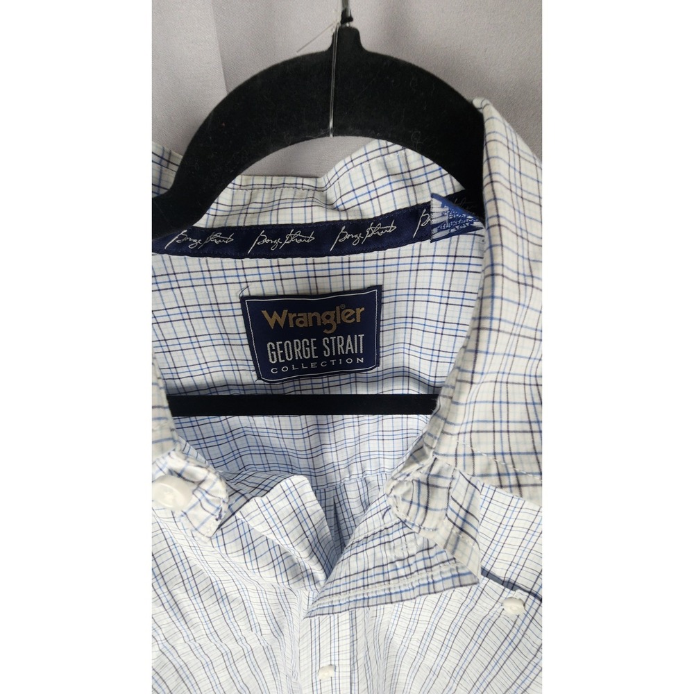 Wrangler George Strait Collection Men's Blue/White Plaid Button-Up Shirt Size L - Picture 3 of 7